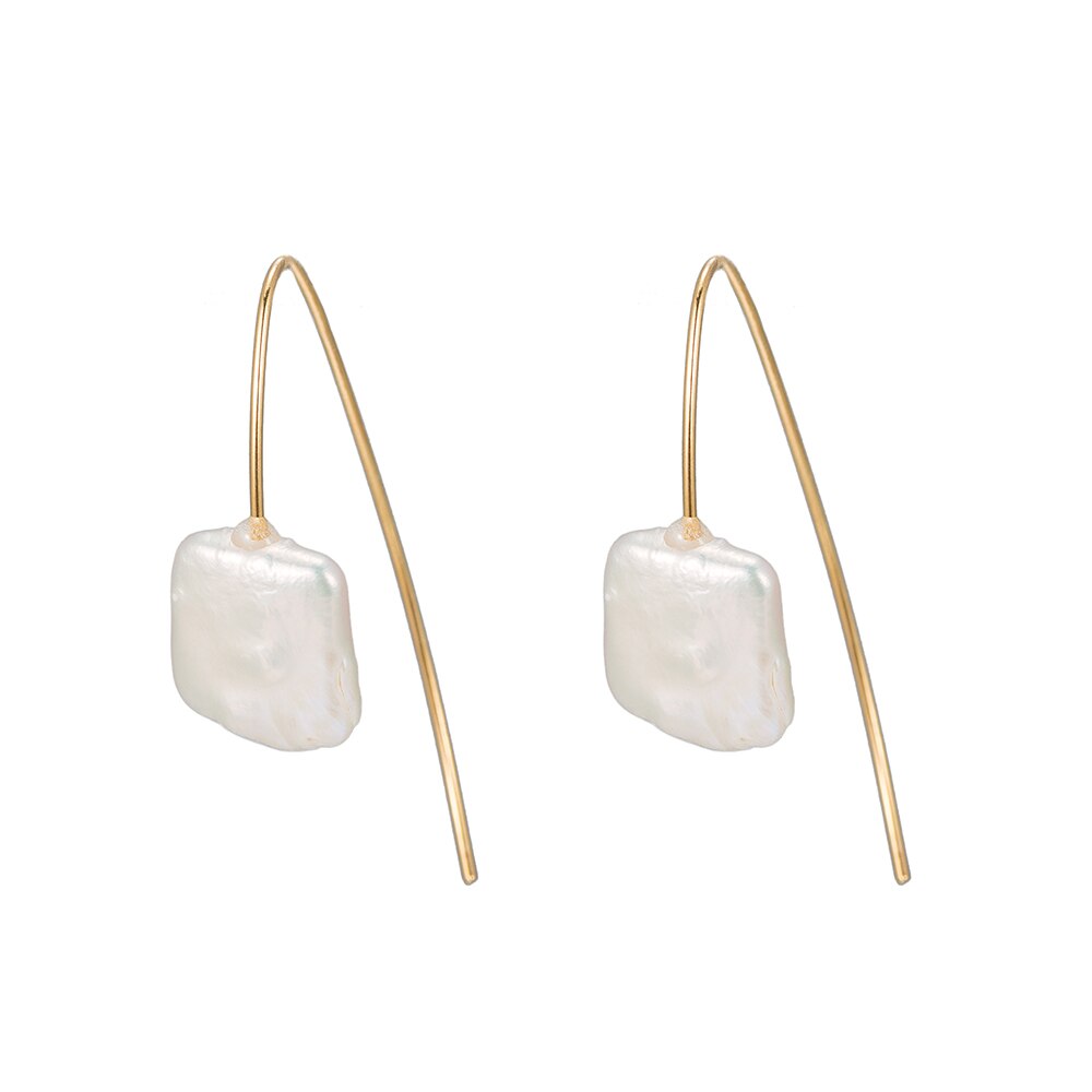 Square Pearl Earrings in Gold Plated