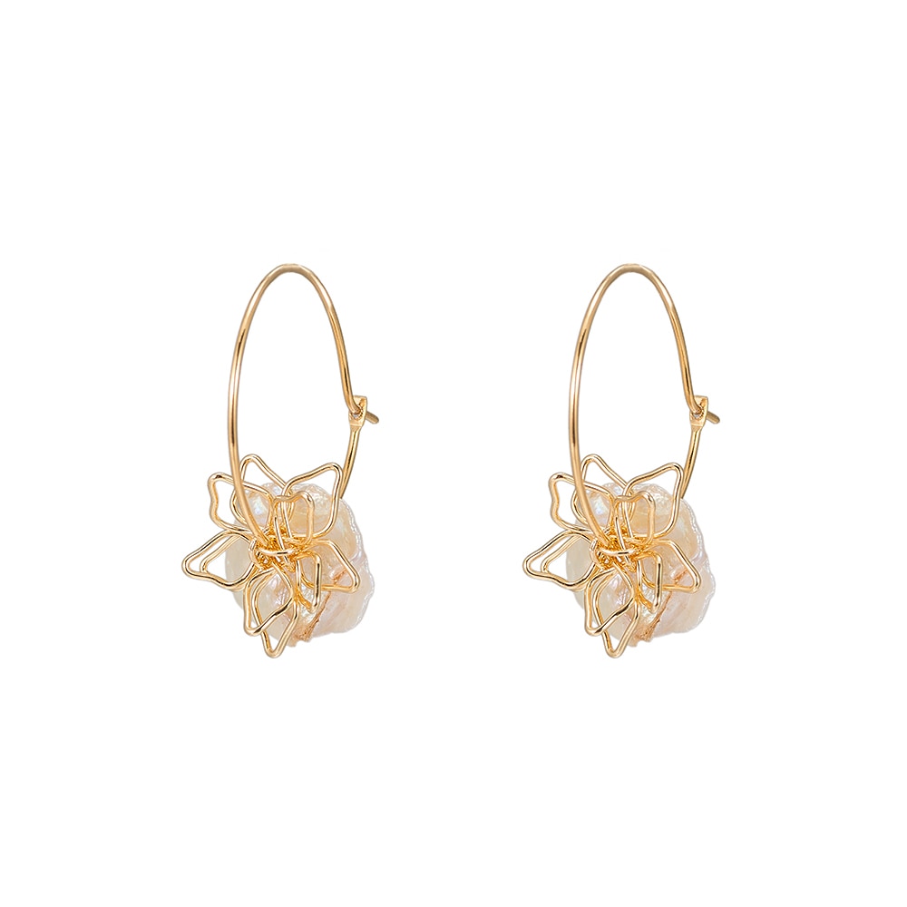 Pearl Flower Earrings in Gold Plated