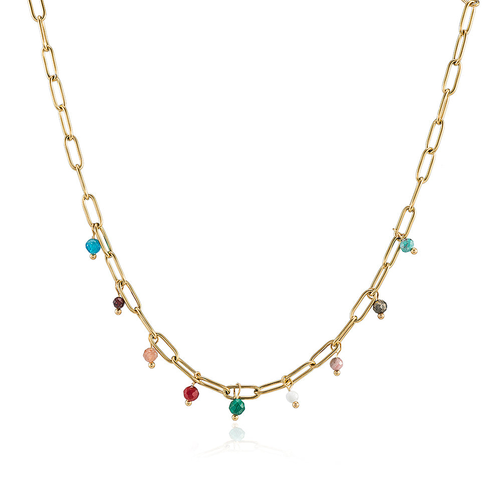 Gemstone Charm Chain Necklace