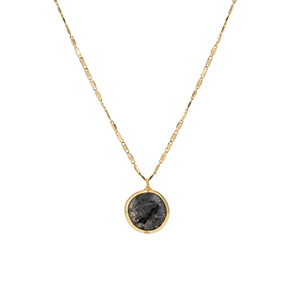 Gold Plated Round Agate Necklace