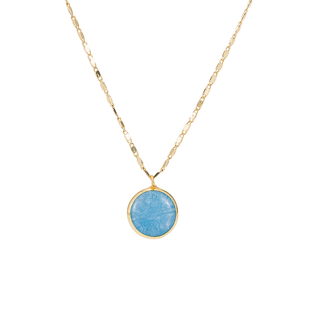 Gold Plated Round Sapphire Necklace