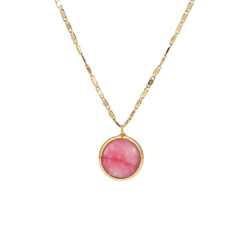 Gold Plated Round Ruby Necklace