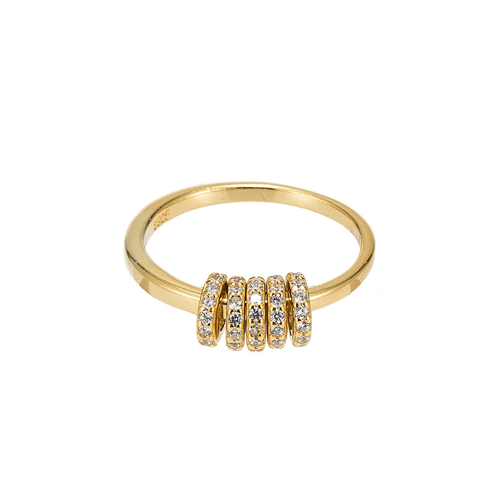 Sterling Silver CZ Link Ring
