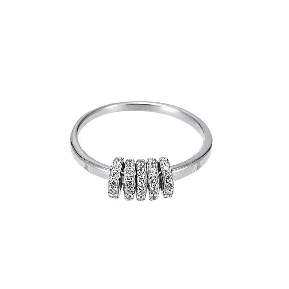 Sterling Silver CZ Link Ring
