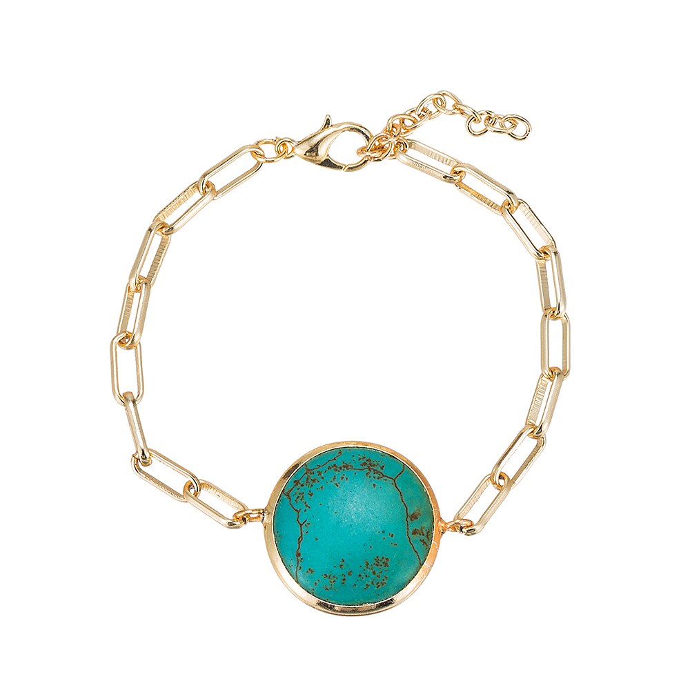 Gold Plated Round Turquoise Bracelet