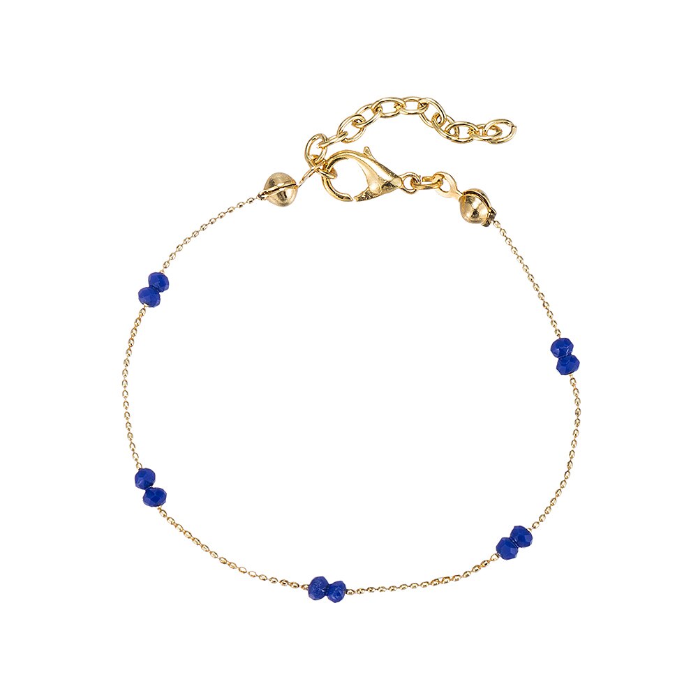 Gold Plated Crystal Beads Bracelet Blue