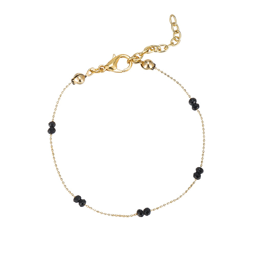 Gold Plated Crystal Beads Bracelet Black