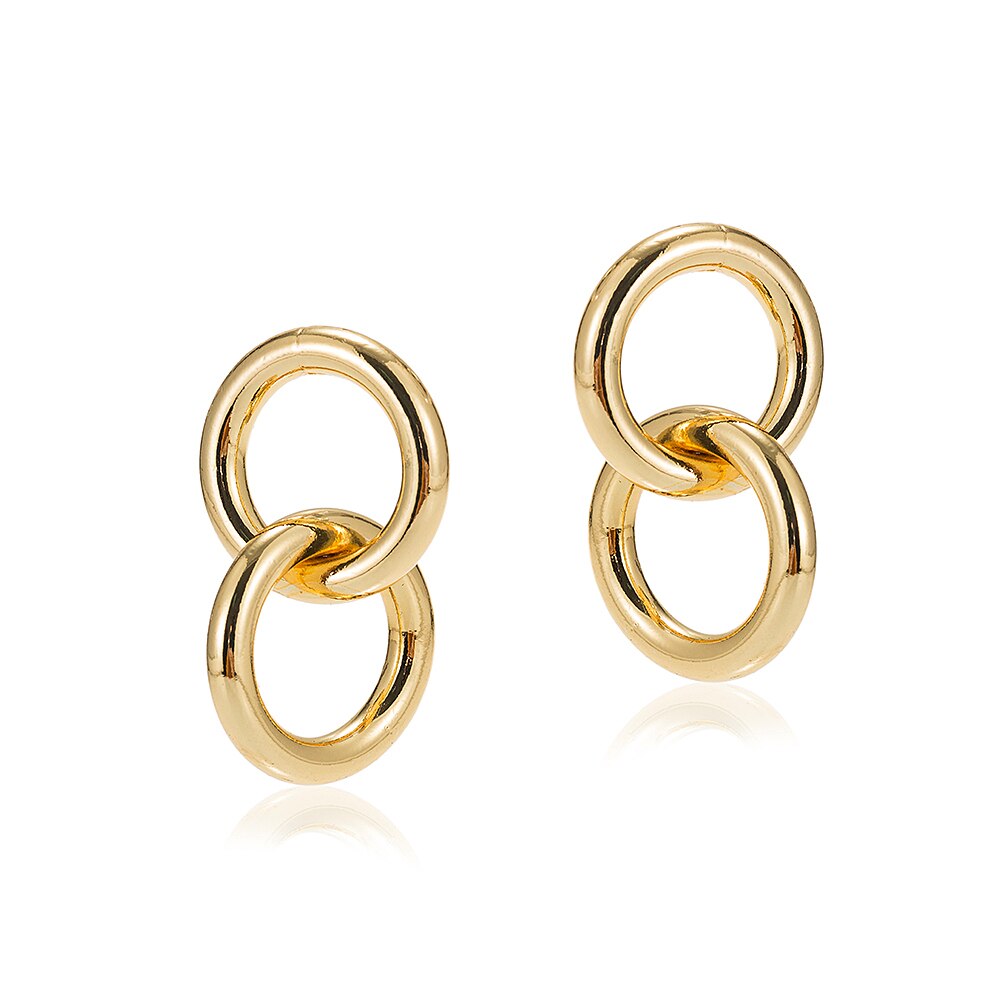 Gold Plated Dangly Double Circle Earrings