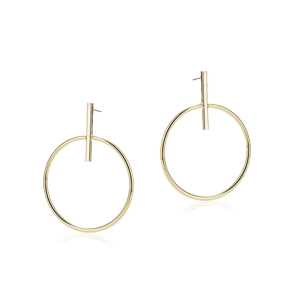 Gold Plated Circle Drop Earrings