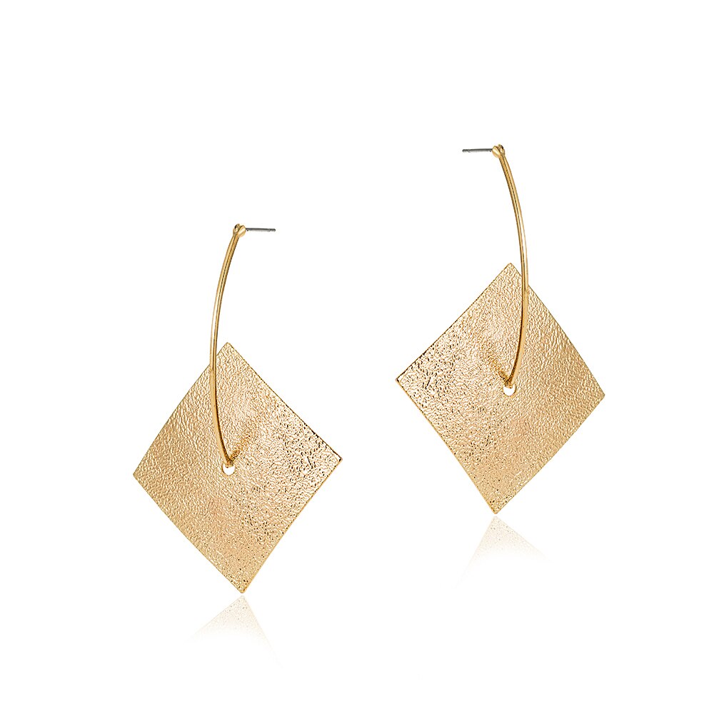 Gold Plated Square Drop Earrings
