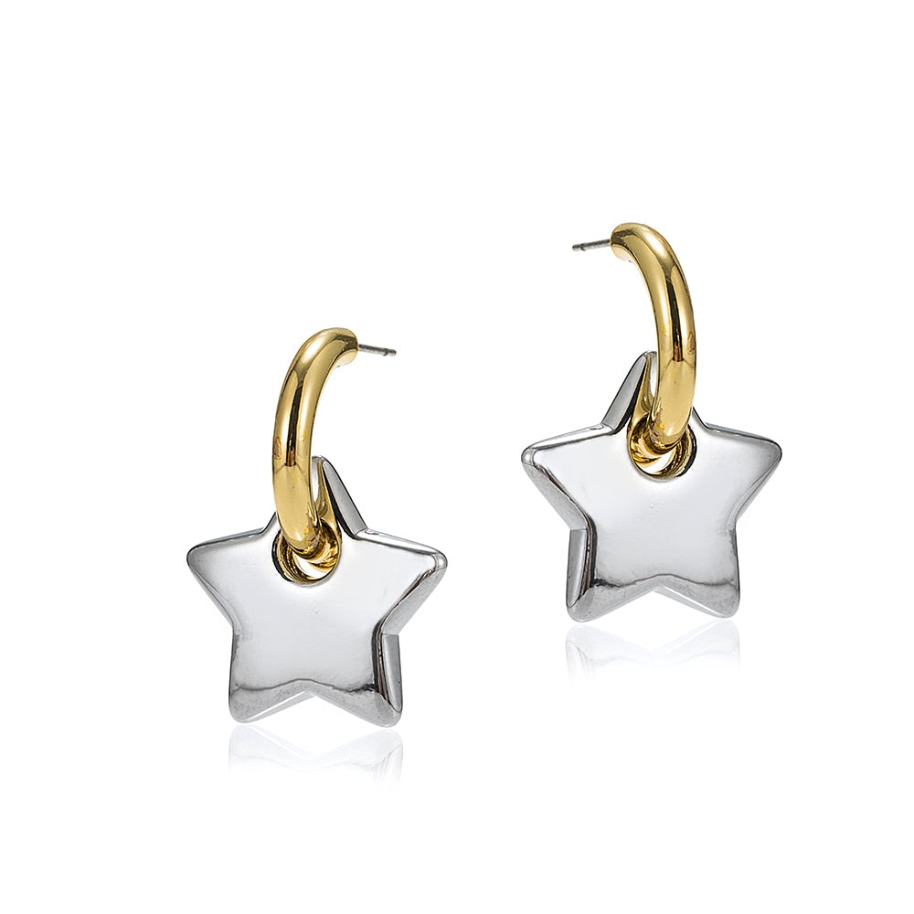 Gold Plated Star Dangly Earrings