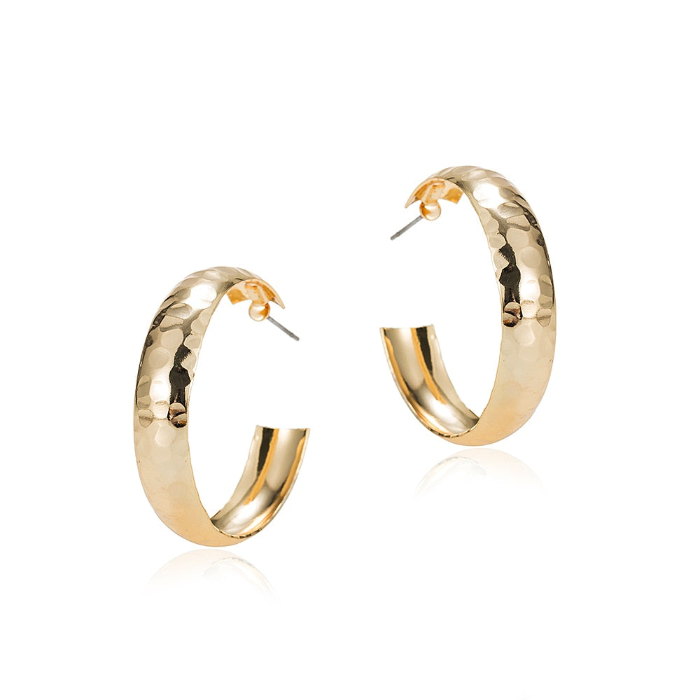 Gold Plated Classic Thick Hoop Earrings