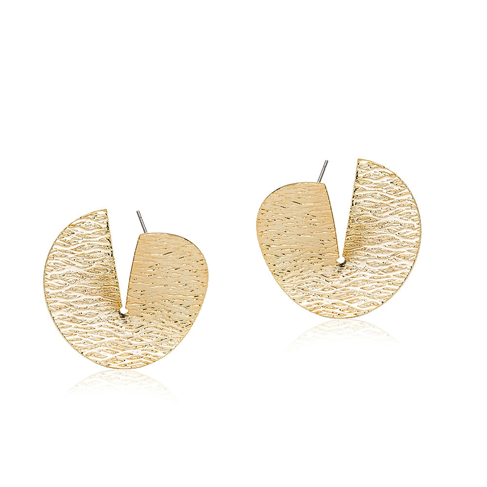 Gold Plated Textured Statement Earrings