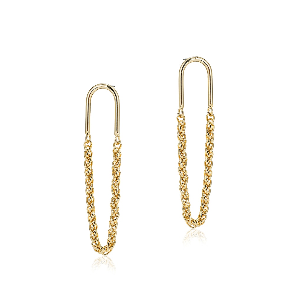 Gold Plated Dangly Chain Earrings 
