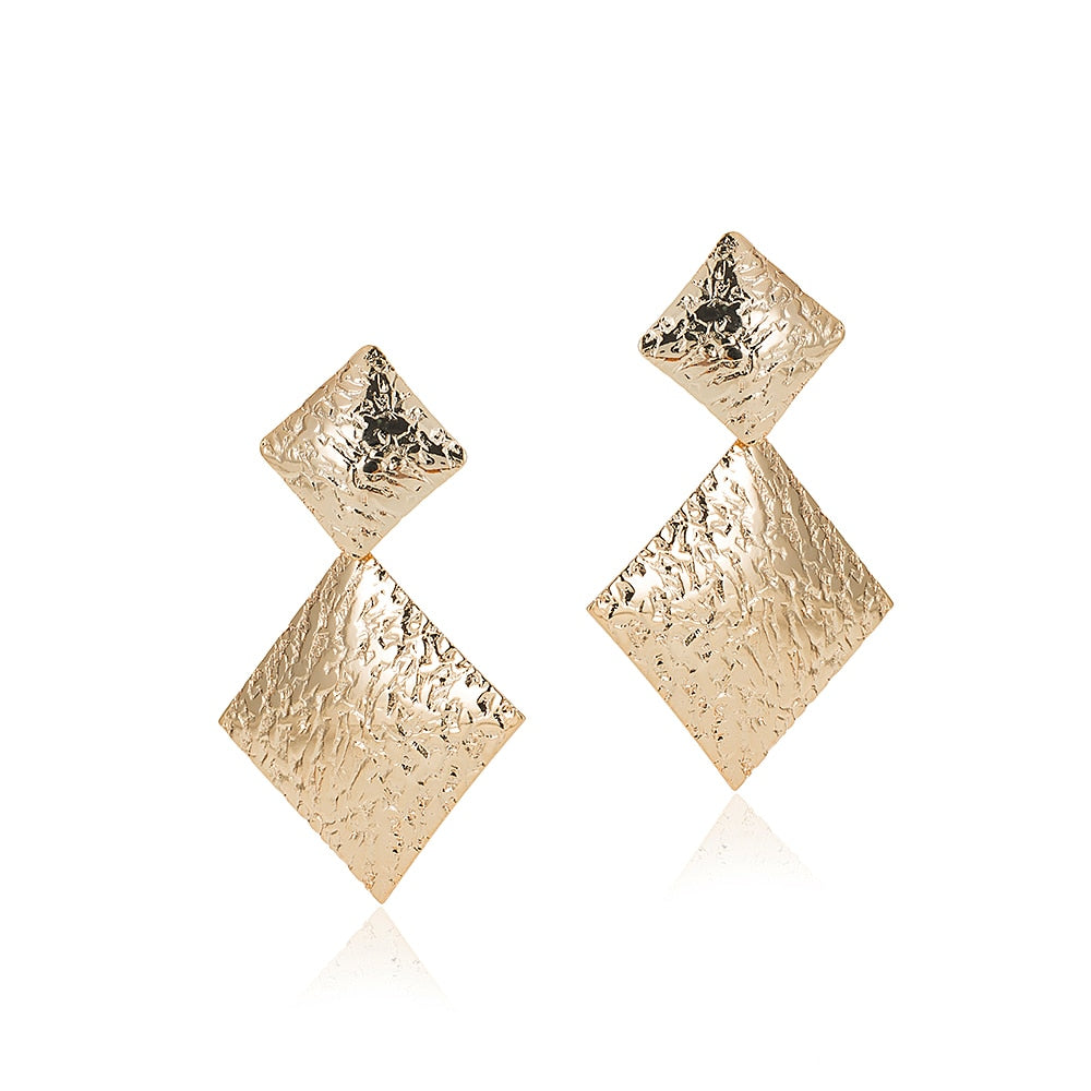 Gold Plated Chunky Diamond Line Earrings