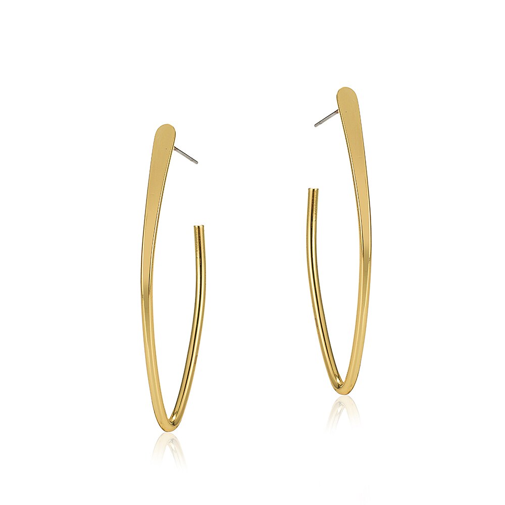 Gold Plated Ovate Hoop Earrings
