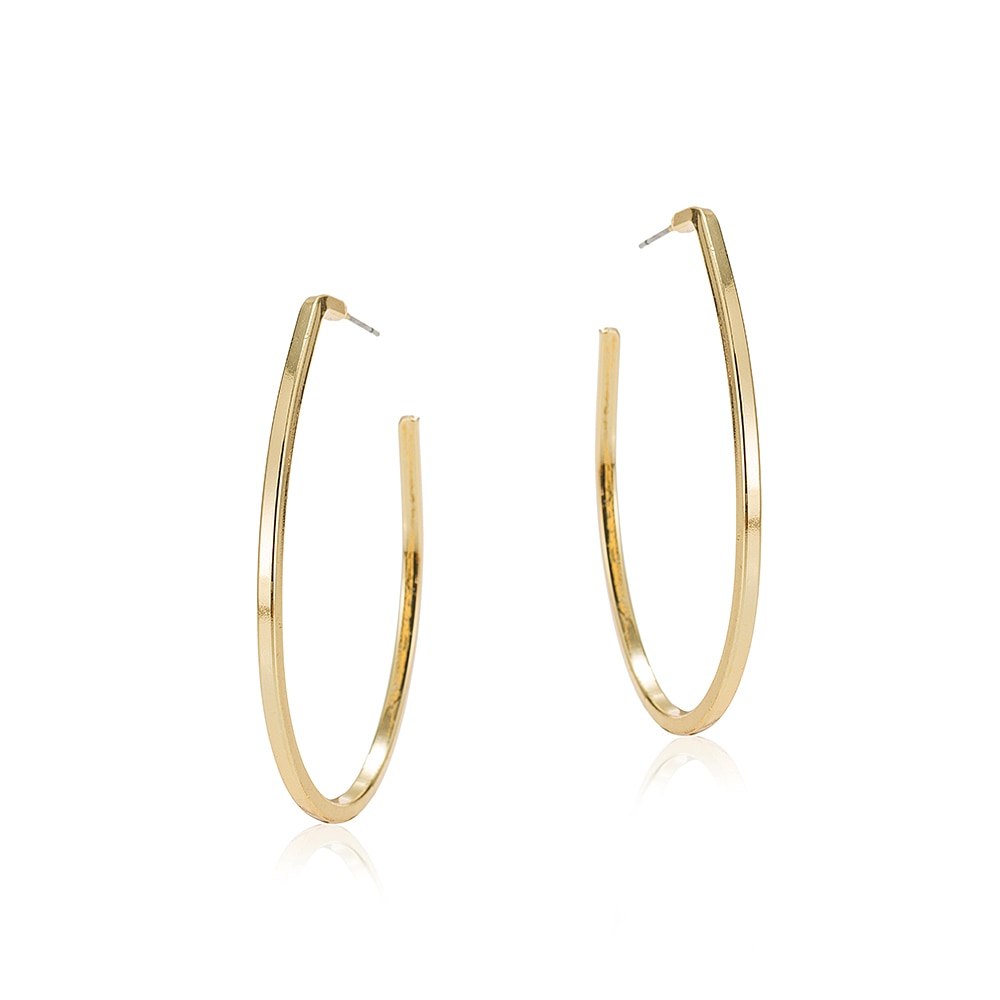 Ovate Hoop Earrings in Gold Plated