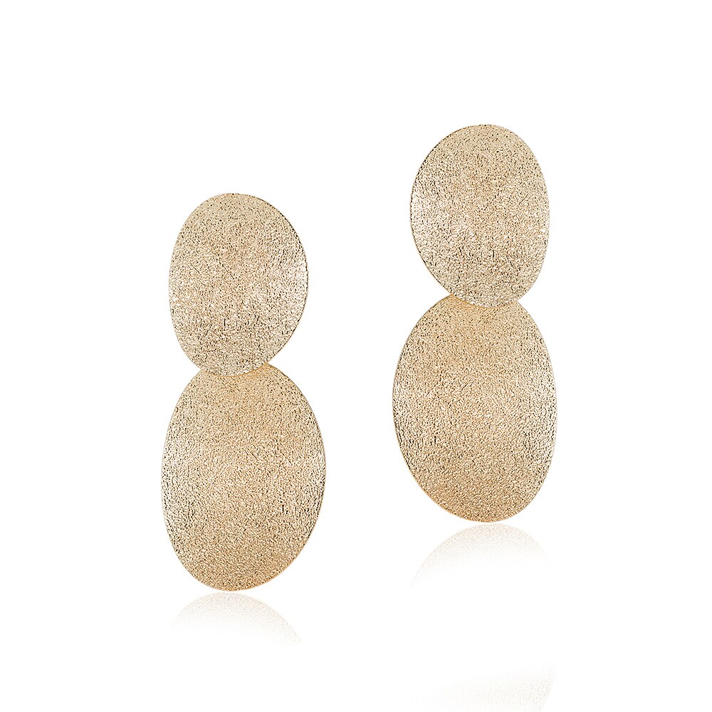 Gold Plated Textured Double Circle Earrings