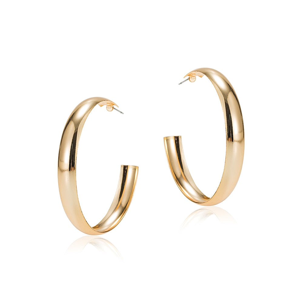 Gold Plated Thick Hoop Earrings
