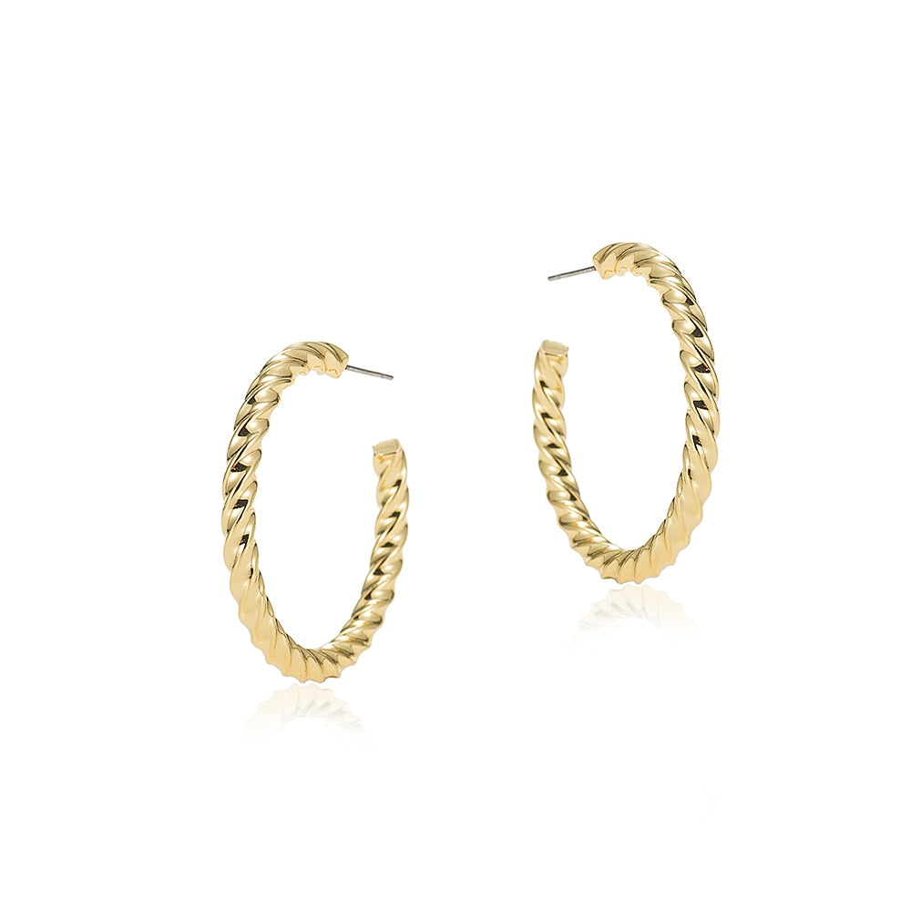 Gold Plated Tidal Chunky Hoop Earrings