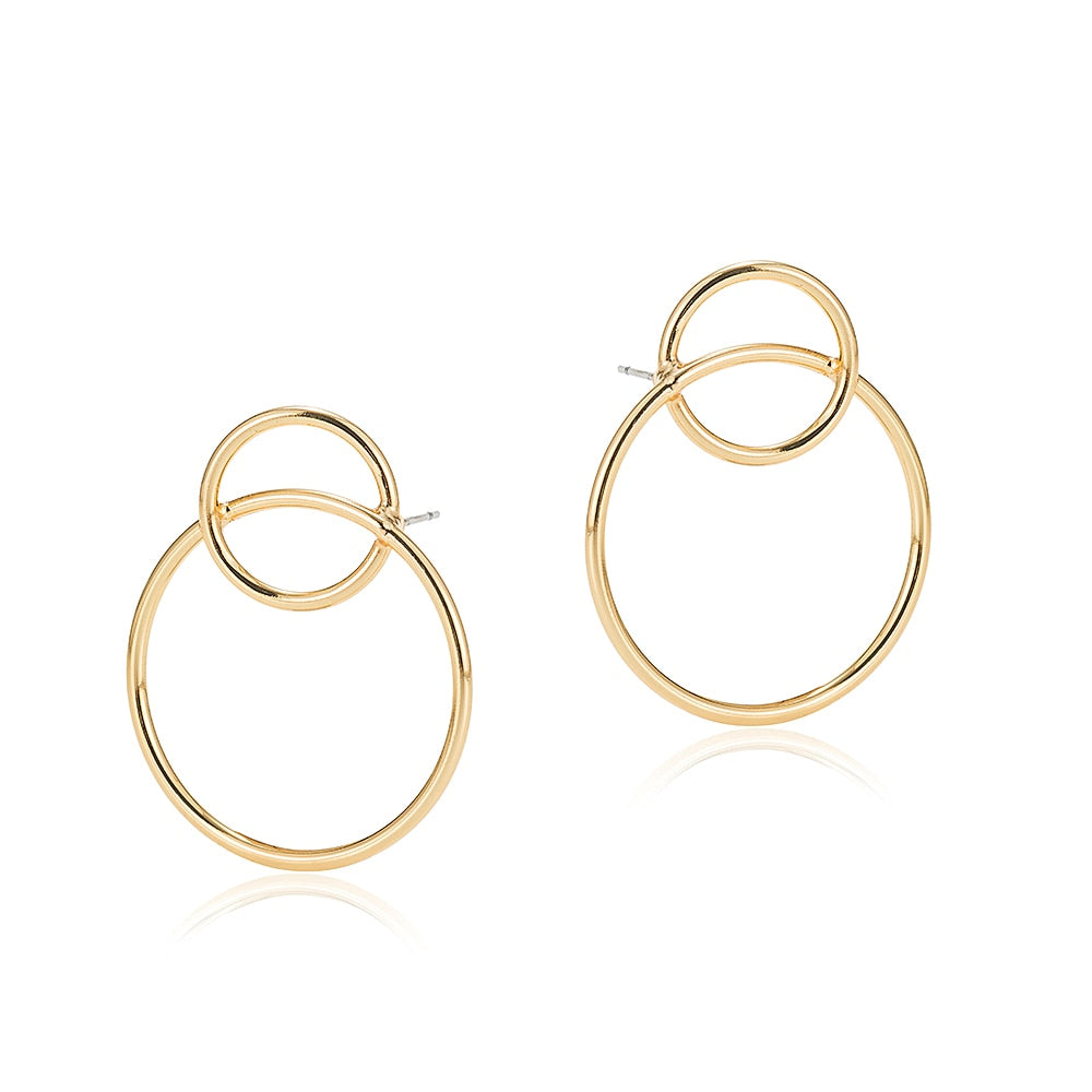 Gold Plated Double Circle Earrings