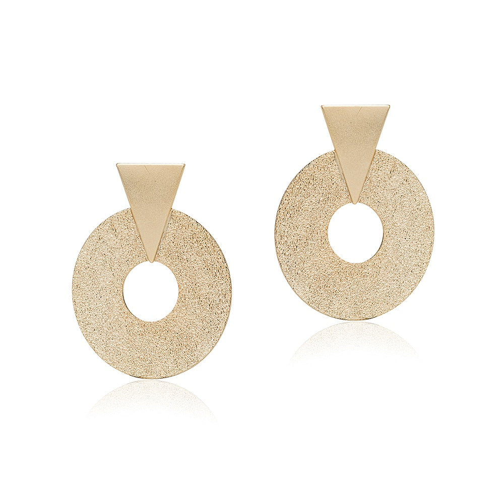 Gold Plated Triangle on Circle Earrings