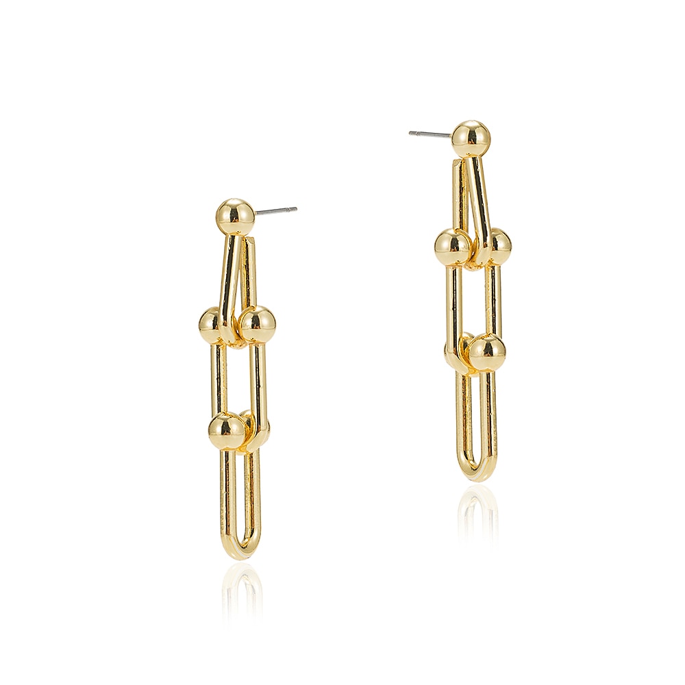 Gold Plated Triple Links Earrings