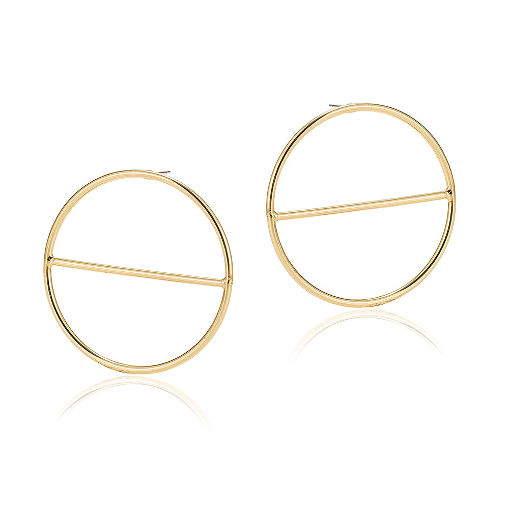 Large Circle Earrings in Gold Plated