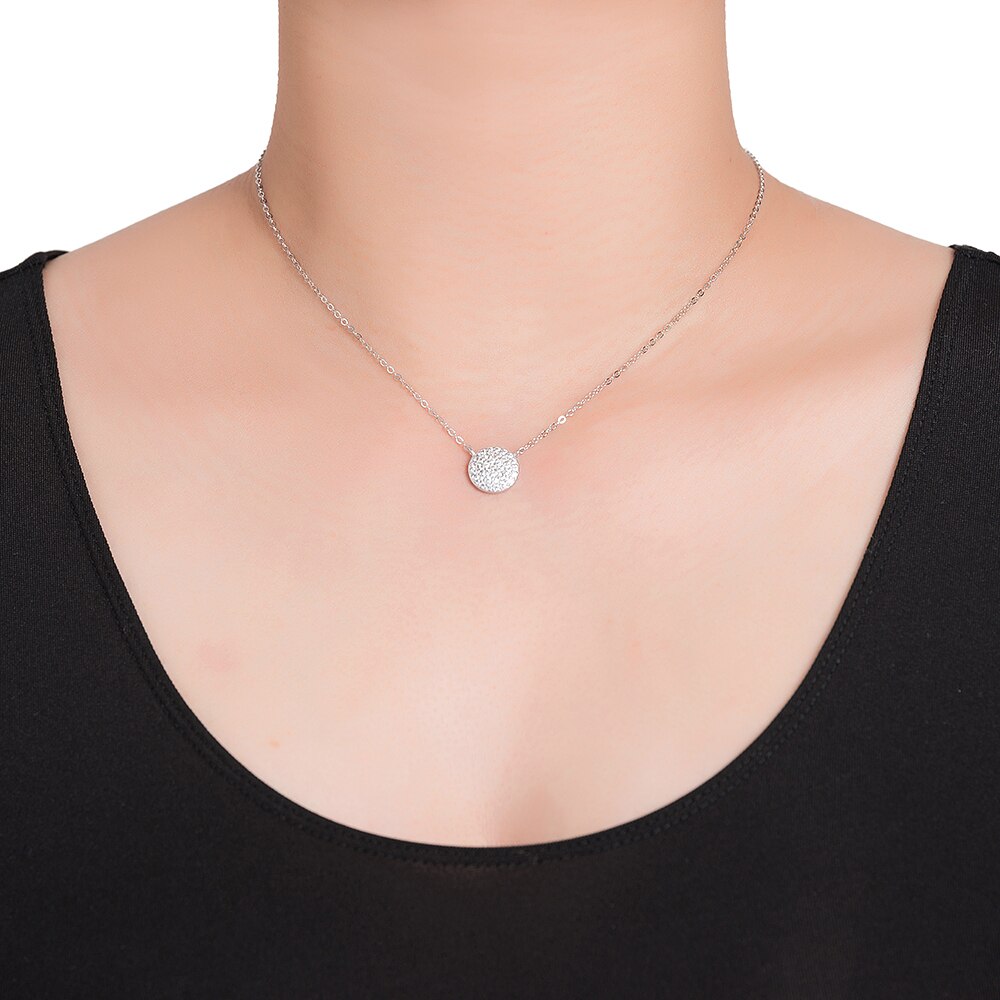 Zirconia Disc Sterling Silver Necklace