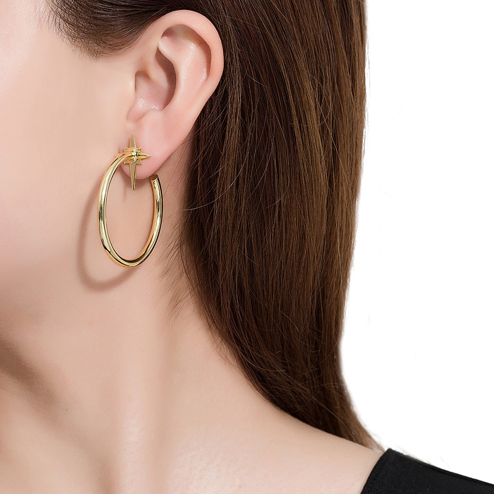 Star Hoop Earrings in Gold Plated 