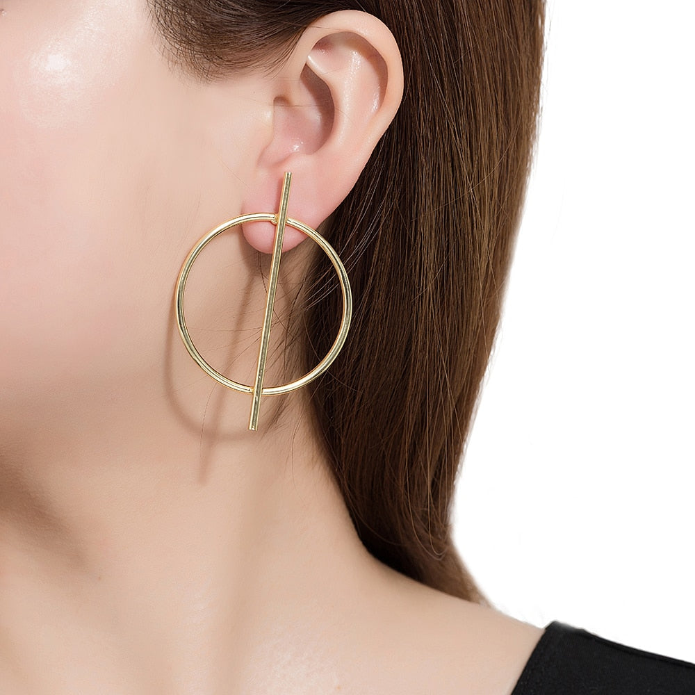 Gold Plated Large Circle Earrings