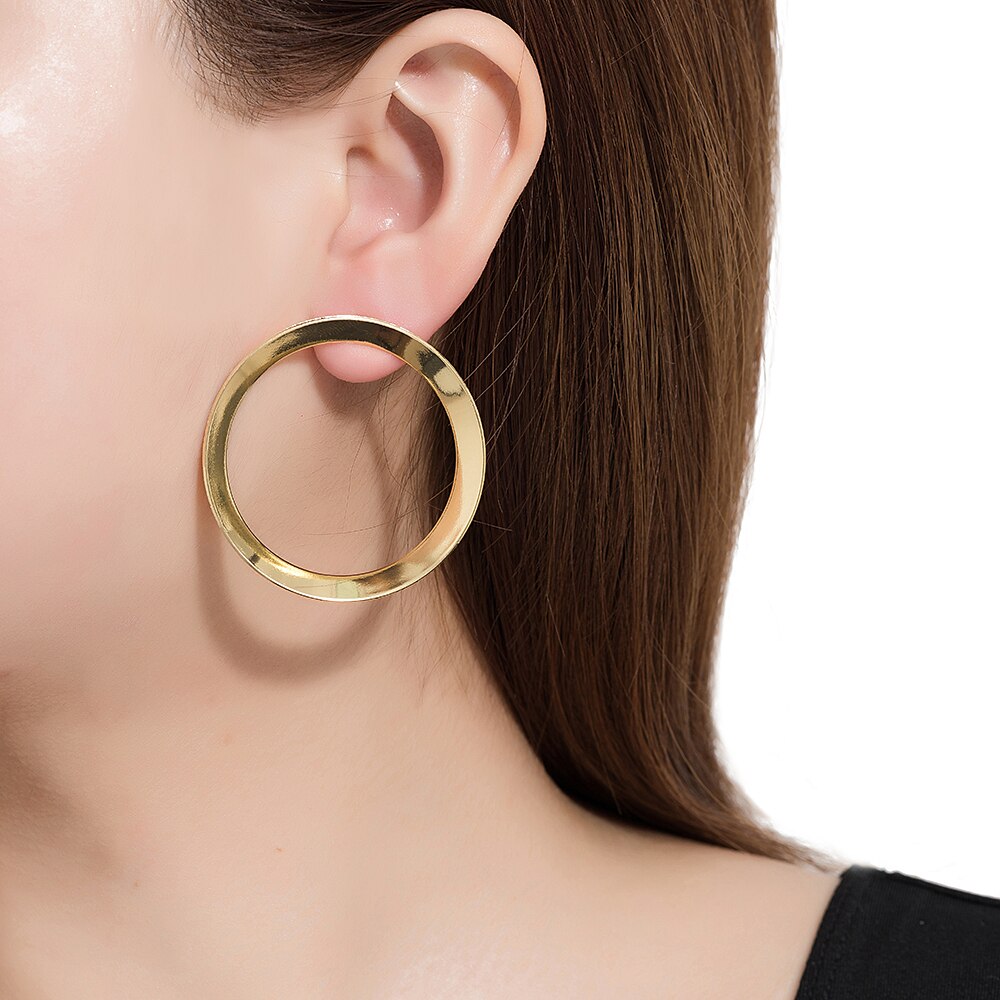 Gold Plated  Large Circle Earrings