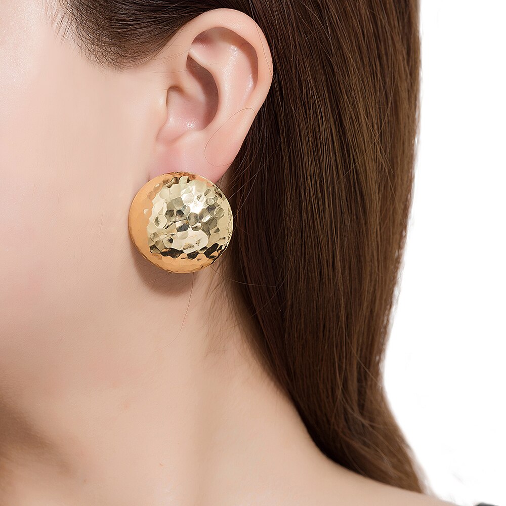 Gold Plated Hammered Stud Earrings