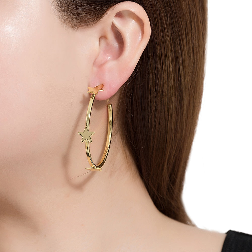 Gold Plated Star Hoop Earrings