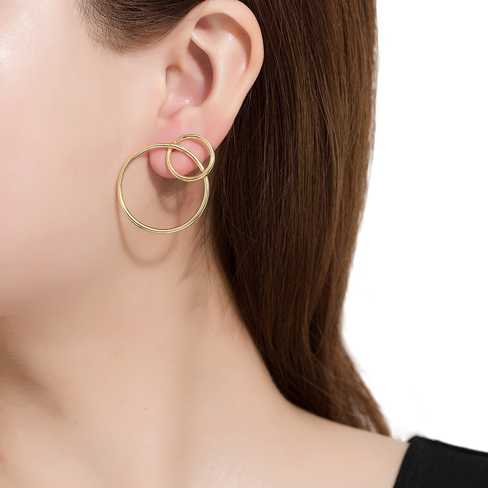 Gold Plated Double Circle Earrings