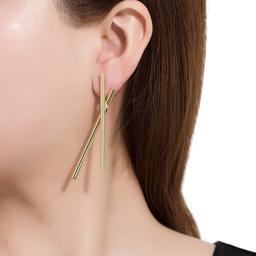 Gold Plated Double Stick Earrings