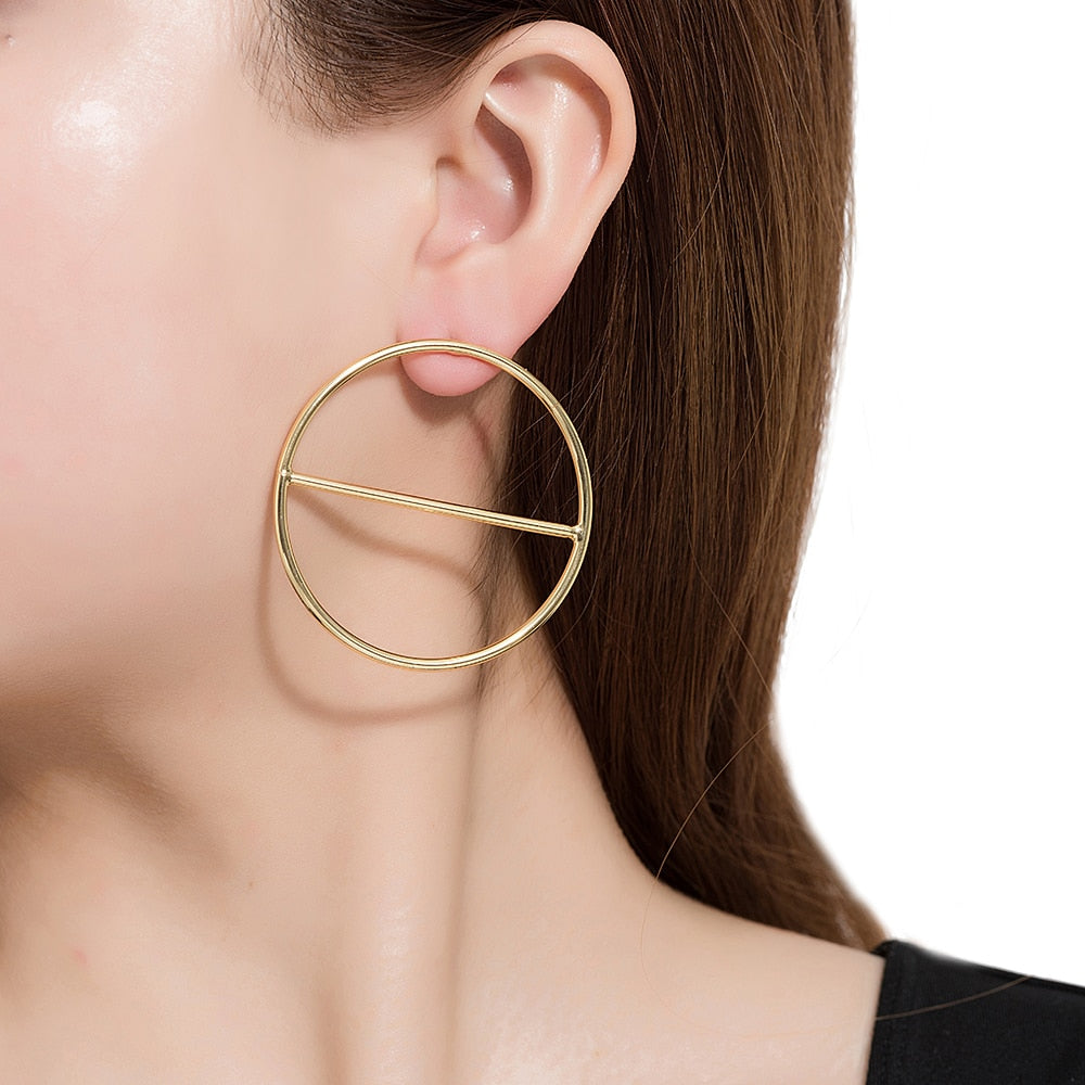 Large Circle Earrings in Gold Plated