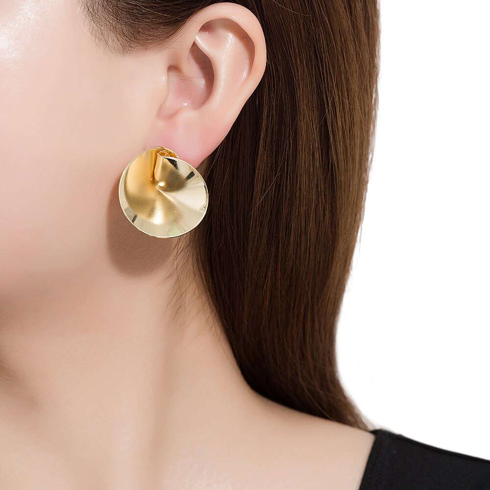 Gold Plated Statement Stud Earrings