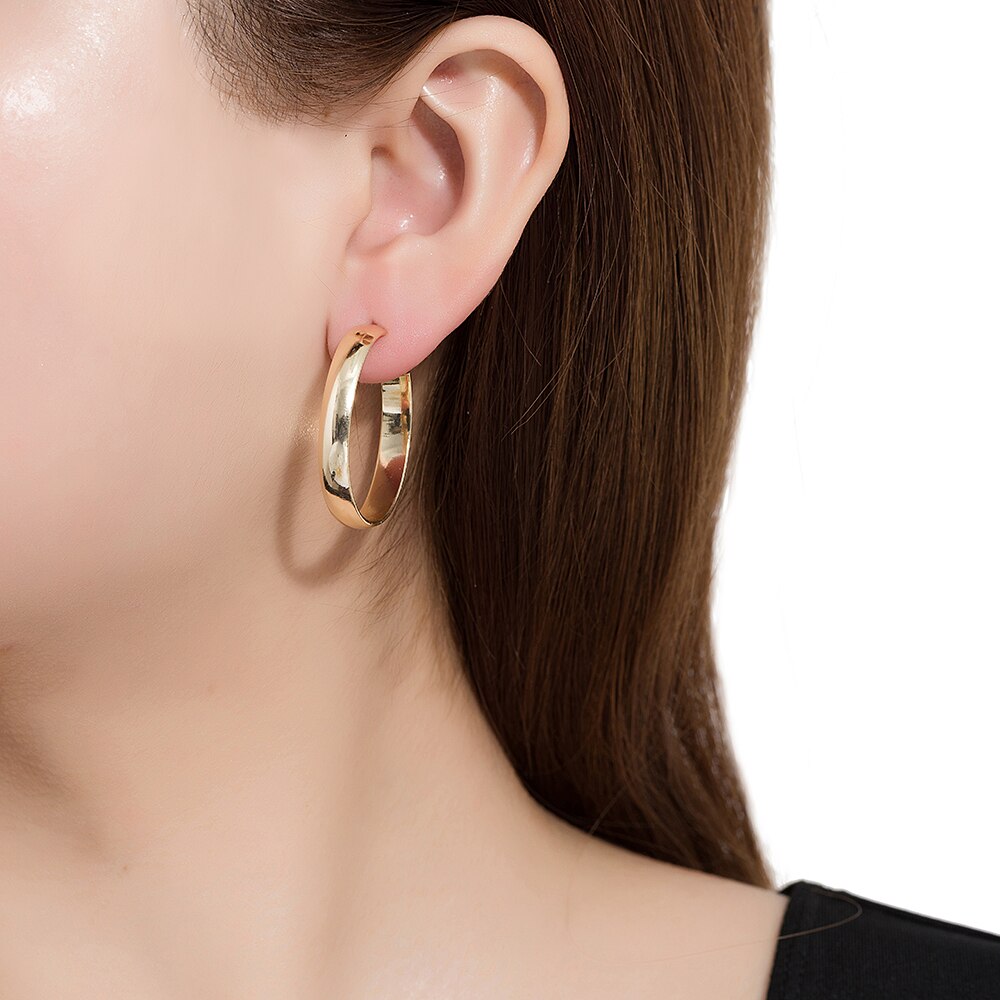 Gold Plated Thick Hoop Earrings