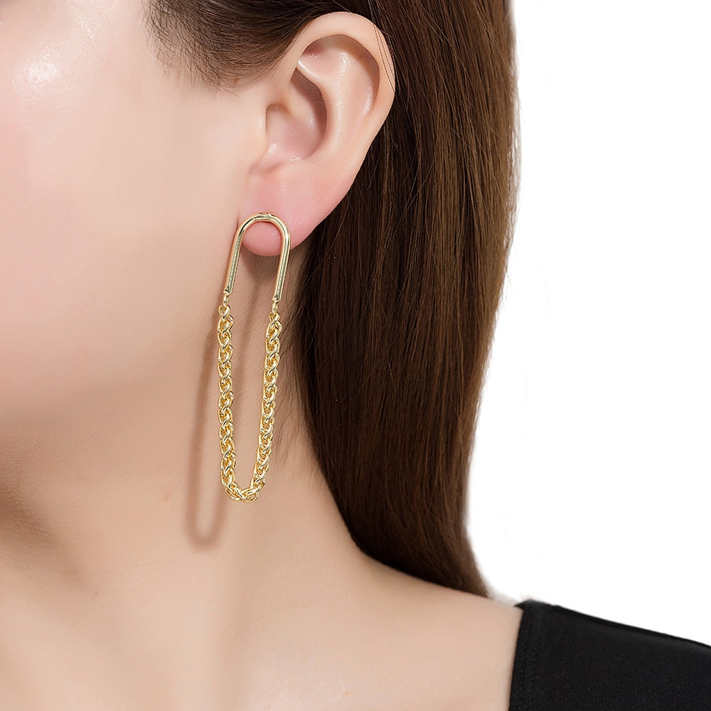 Gold Plated Dangly Chain Earrings 