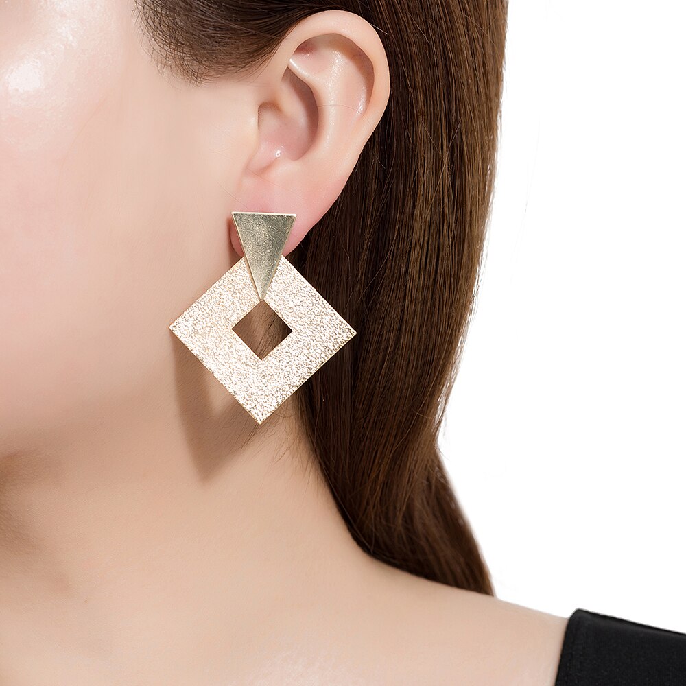 Gold Plated Textured Drop Earrings