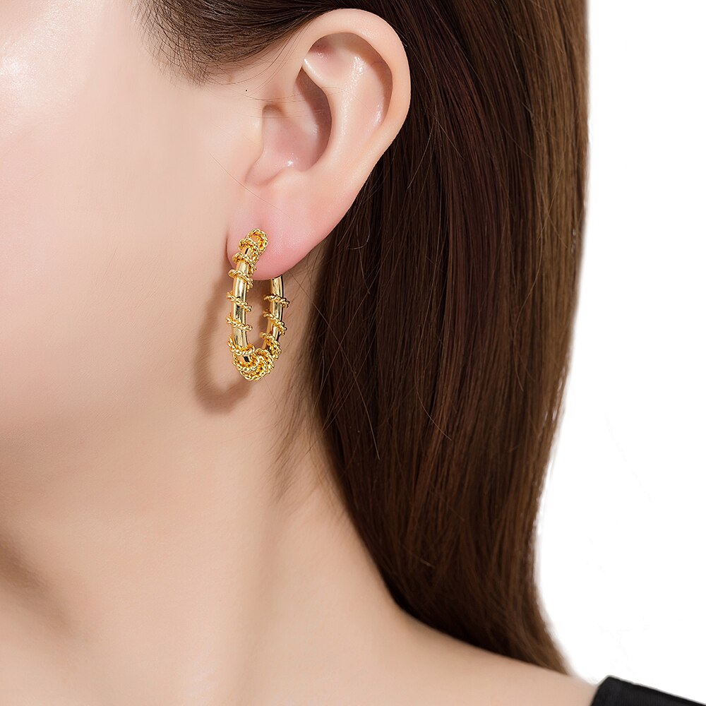Gold Plated Ivy Hoop Earrings