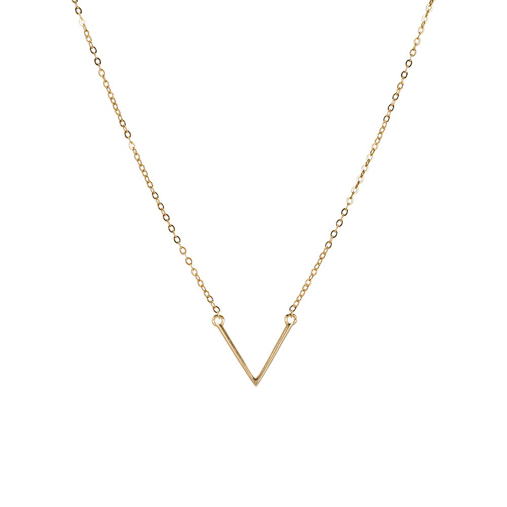 Gold V Shaped Sterling Silver Necklace 