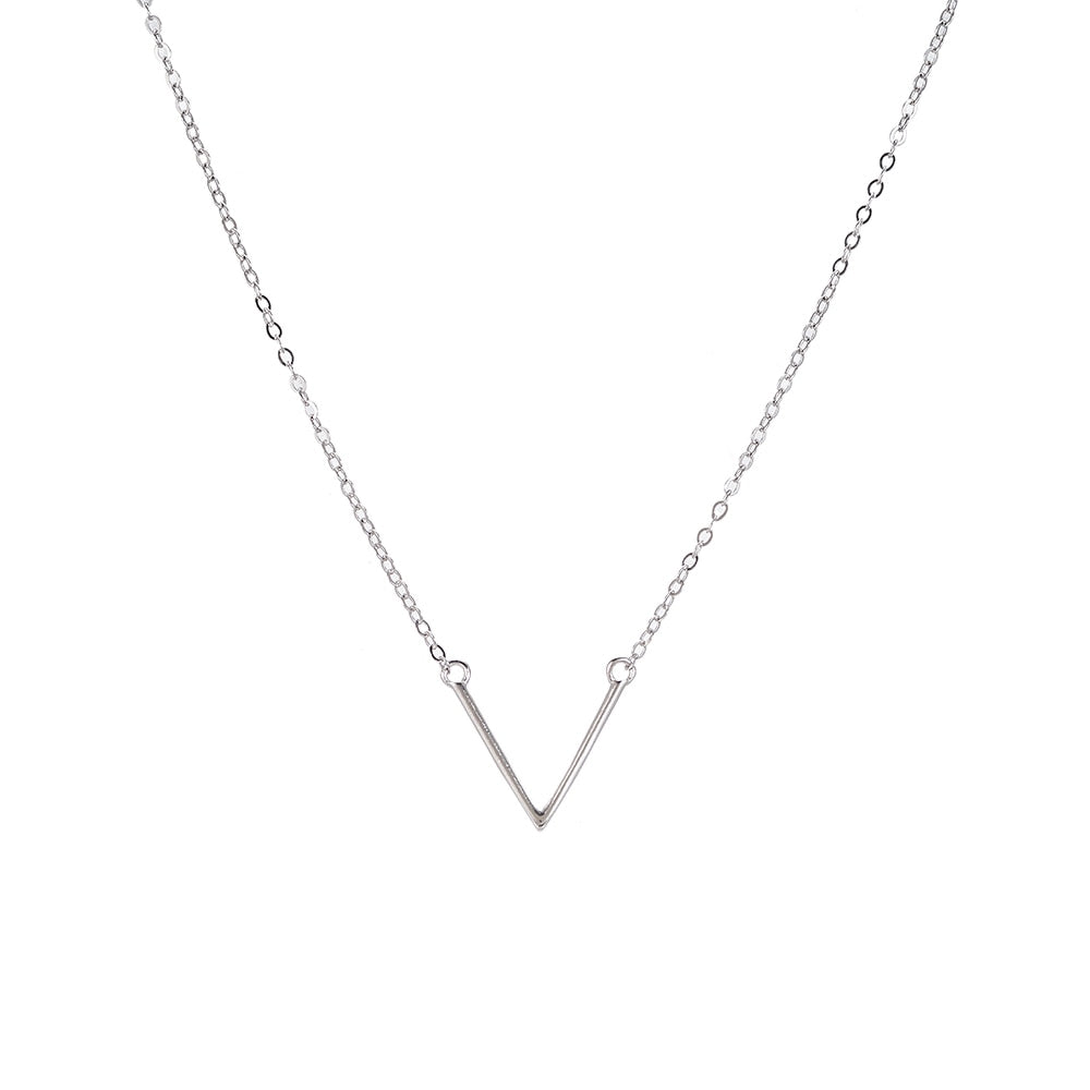 V Shaped Sterling Silver Necklace 