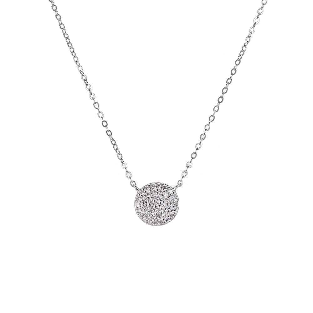 Zirconia Disc Sterling Silver Necklace