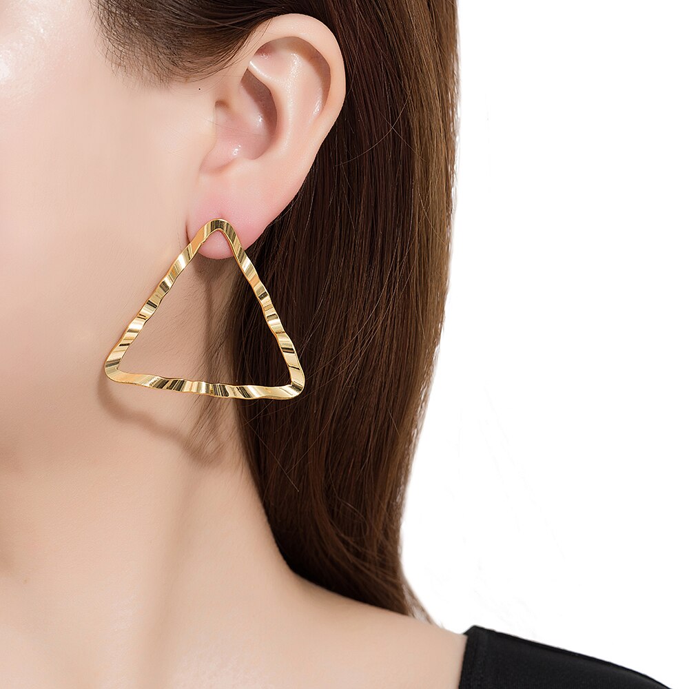 Gold Plated Swivel Triangle Earrings