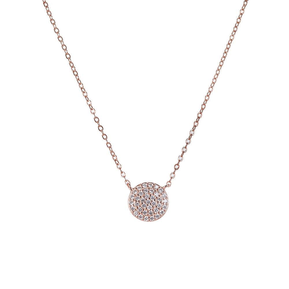 Zirconia Disc Sterling Silver Necklace Bronze