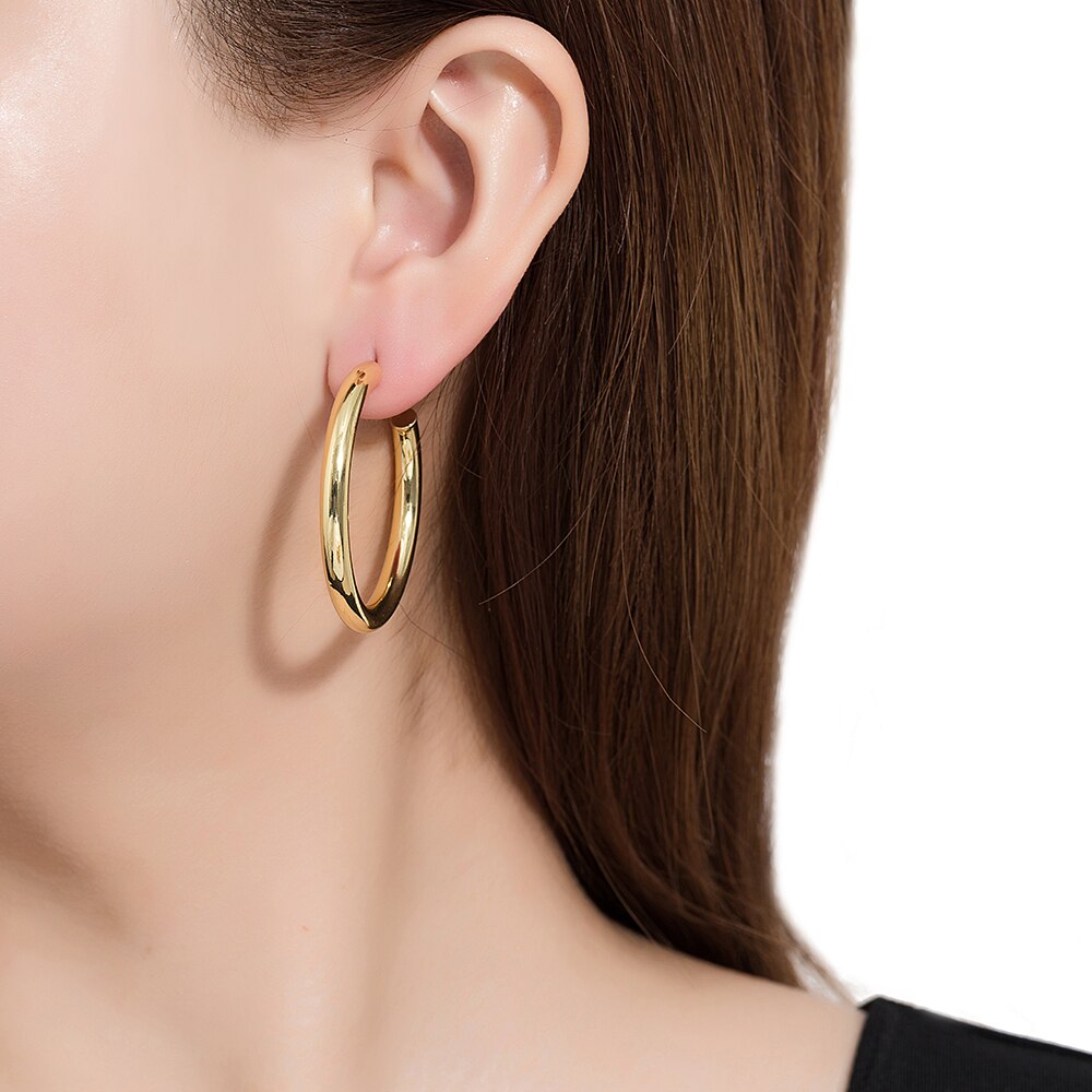 Gold Plated Simple Hoop Earrings