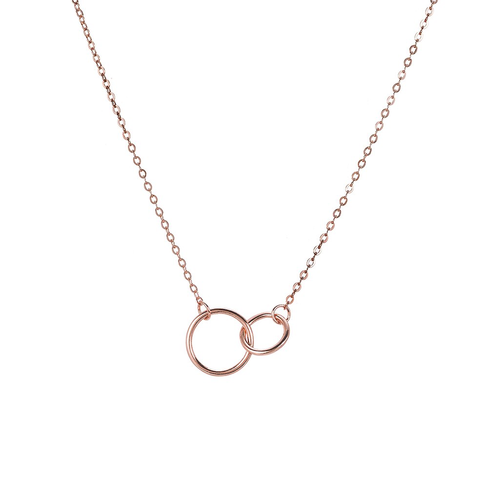 Double Circle Sterling Silver Necklace - Rose Gold Necklace