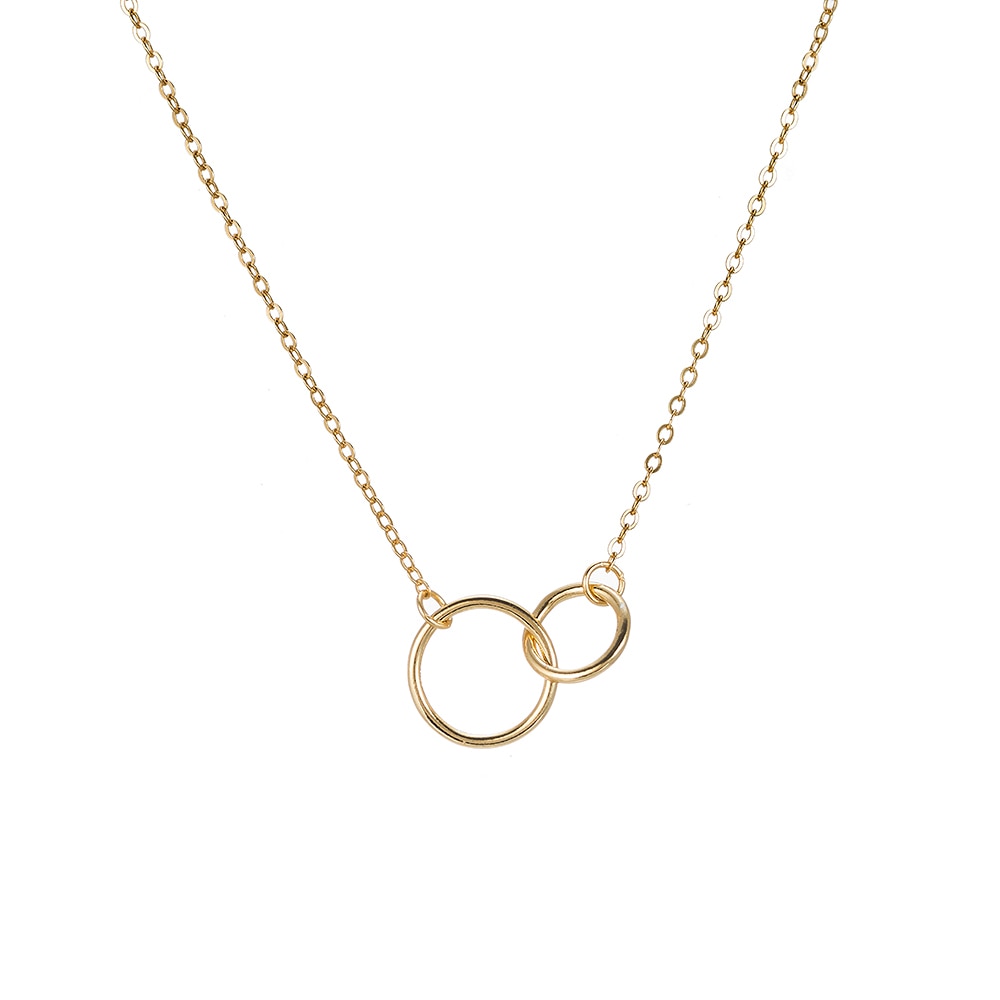 Double Circle Sterling Silver Necklace - Gold Necklace